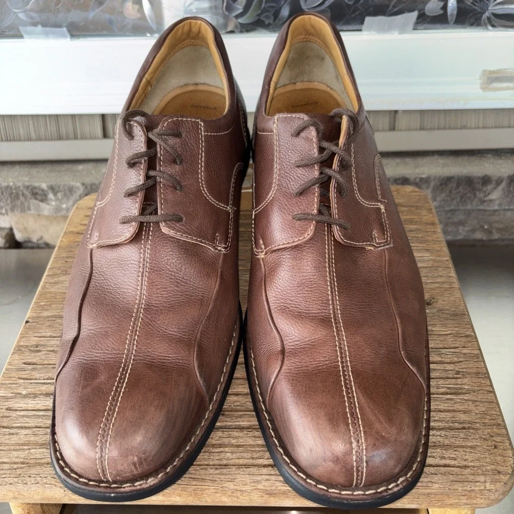 Johnston & Murphy Brown Sheepskin Lined Leather Oxford Shoes Men's 13 M Brazil